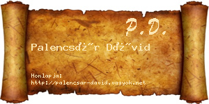 Palencsár Dávid névjegykártya